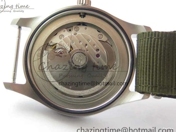 MIROTIME 0325 Fashionable Pilot IW326801 SS MK 1:1 Best Edition Black Dial on Green Nylon Strap MIYOTA 7122